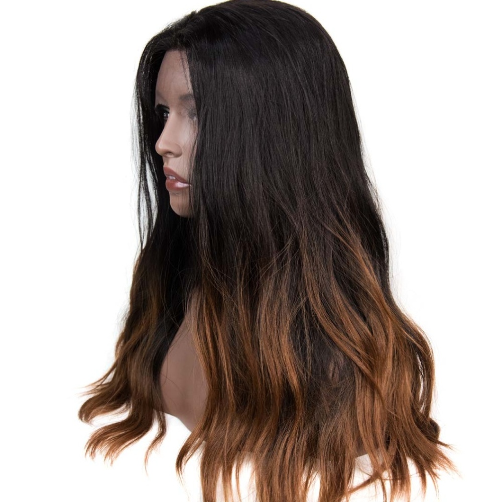 24" Black Brown Ombre Wavy Lace Front Wig - Picture 2 of 5